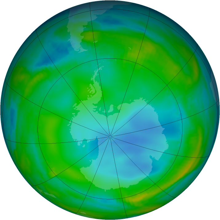 Antarctic ozone map for 12 July 1999